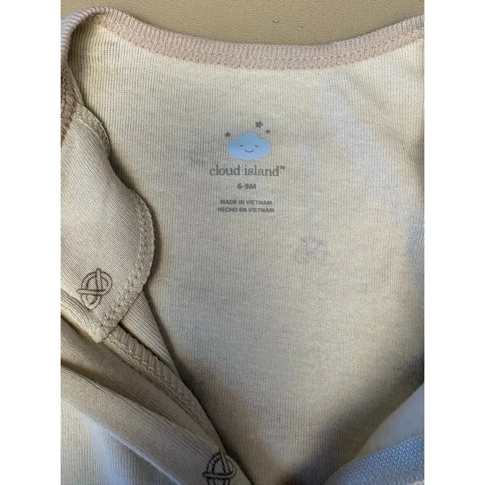 Baby 3 Pack Footed Sleepers 6-9M Cloud Island 2-Way Zip Neutral Pajamas NWT